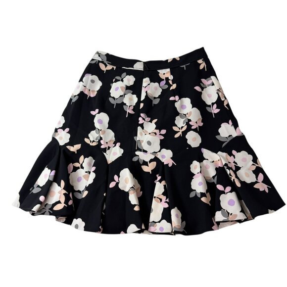 Kate Spade New York Black Floral Ruffle Hem Skirt Size 2 - Picture 5 of 8